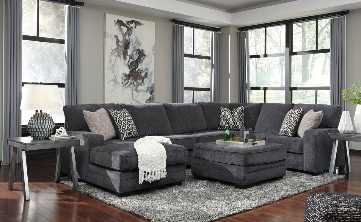 Tracling Slate 3-Piece Sectional with Ottoman from Ashley - Luna Furniture