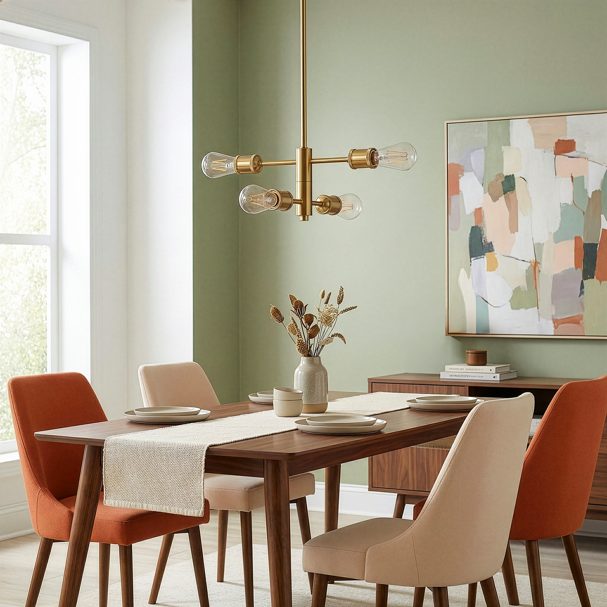 Trellis Four Lights Modern Gold Chandelier Vintage Pendant Fixture for Living Room Dining Kitchen 15"W × 6.75"H from Ashcroft Furniture - Luna Furniture