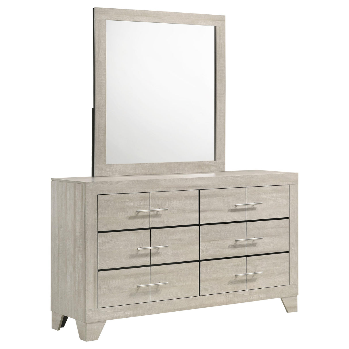 Trenton 6-drawer Bedroom Dresser With Mirror Rustic Cream from Coaster - Luna Furniture