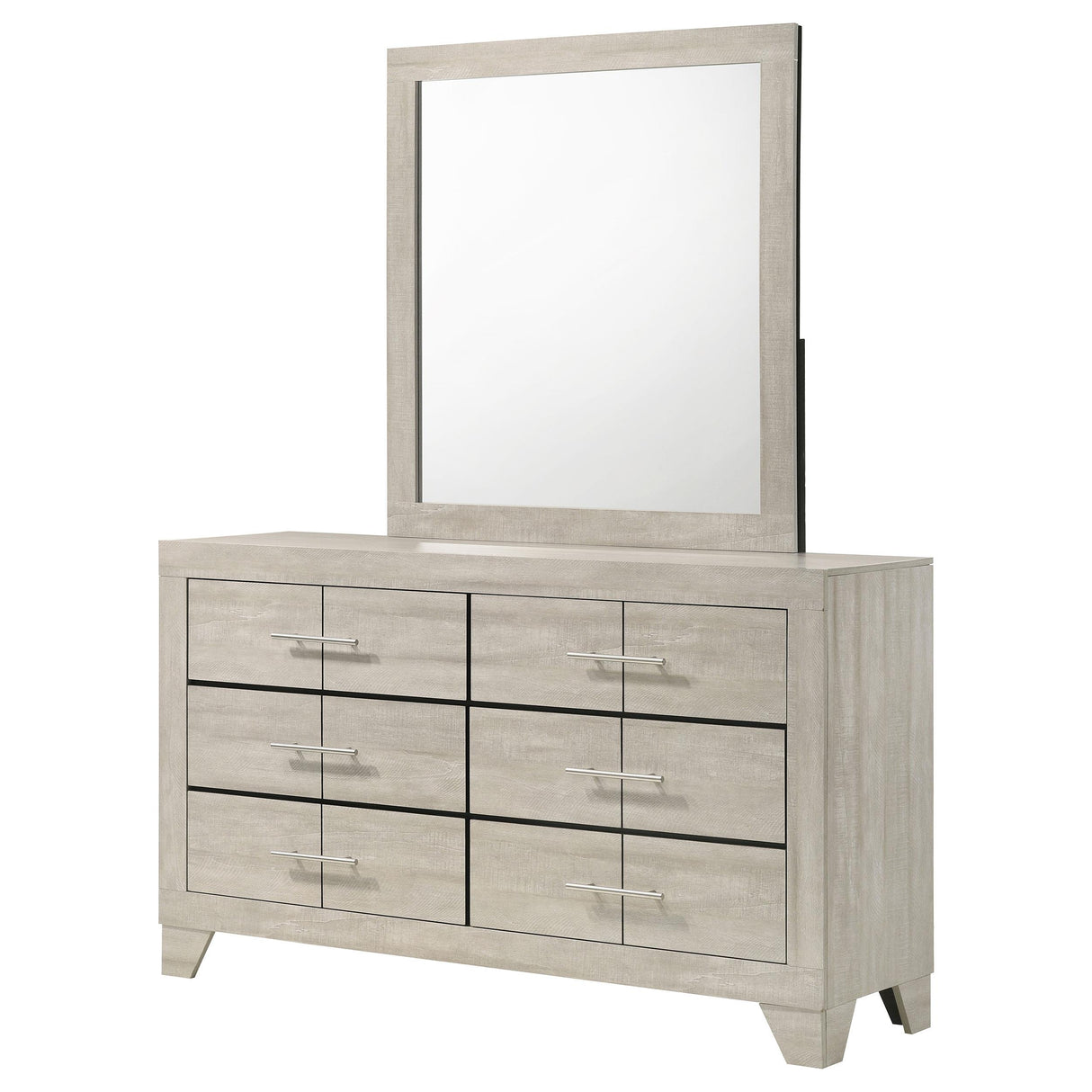 Trenton 6-drawer Bedroom Dresser With Mirror Rustic Cream from Coaster - Luna Furniture