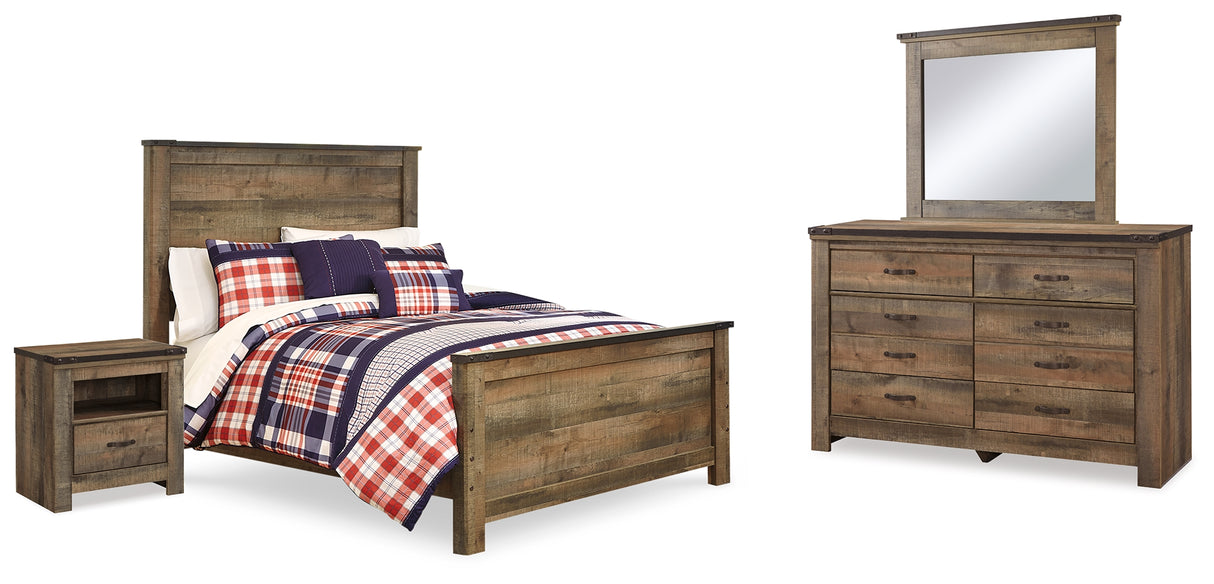 Trinell Brown Full Panel Bed, Dresser, Mirror and Nightstand from Ashley - Luna Furniture