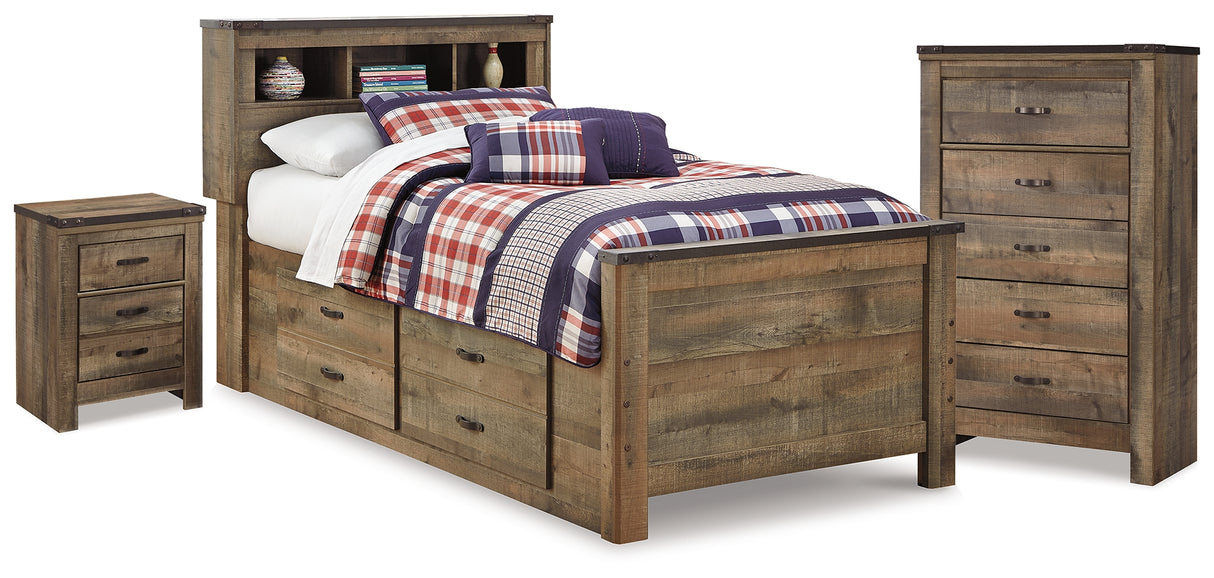 Trinell Brown Twin Storage Bed, Chest and Nightstand from Ashley - Luna Furniture