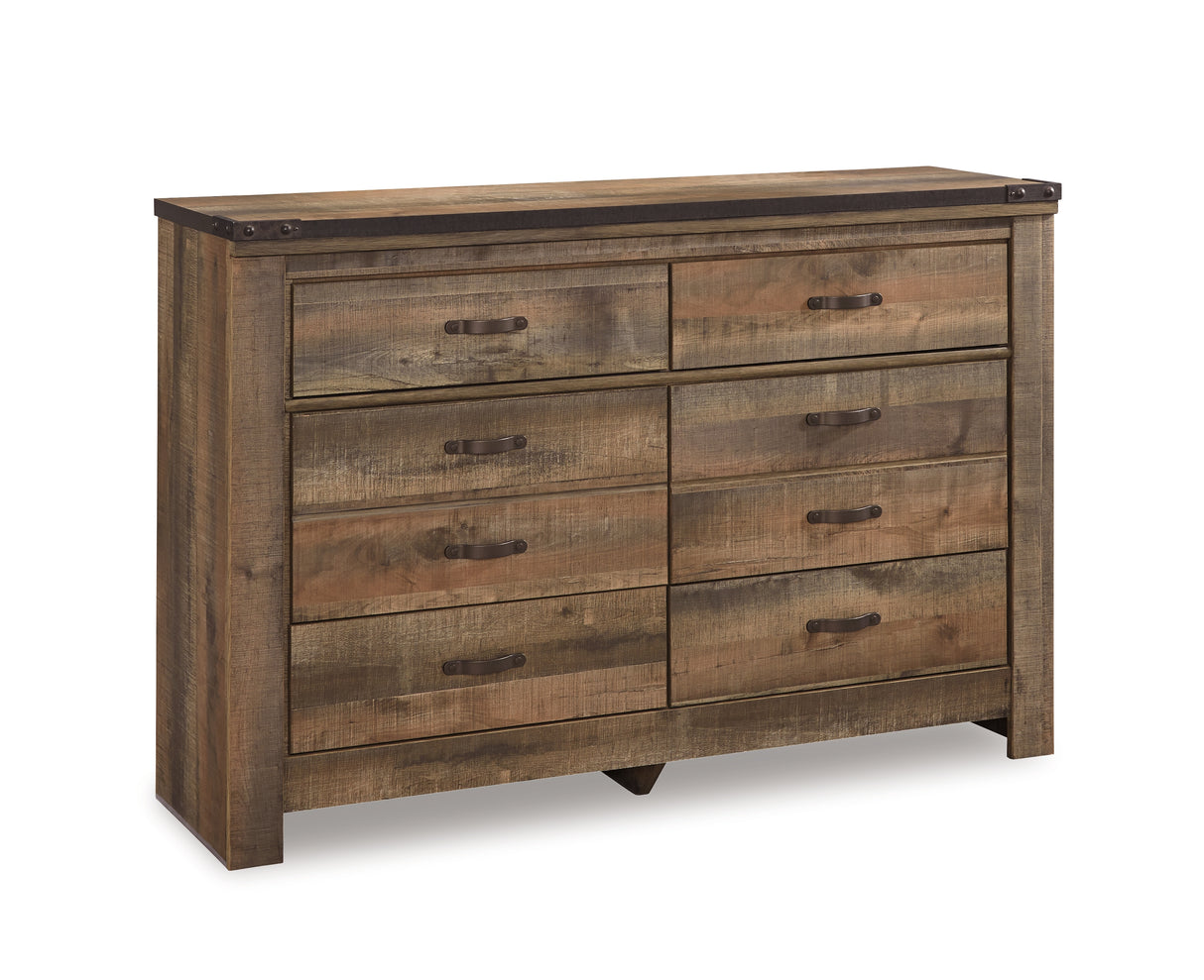 Trinell Brown King/California King Panel Headboard Bed with Mirrored Dresser and 2 Nightstands from Ashley - Luna Furniture