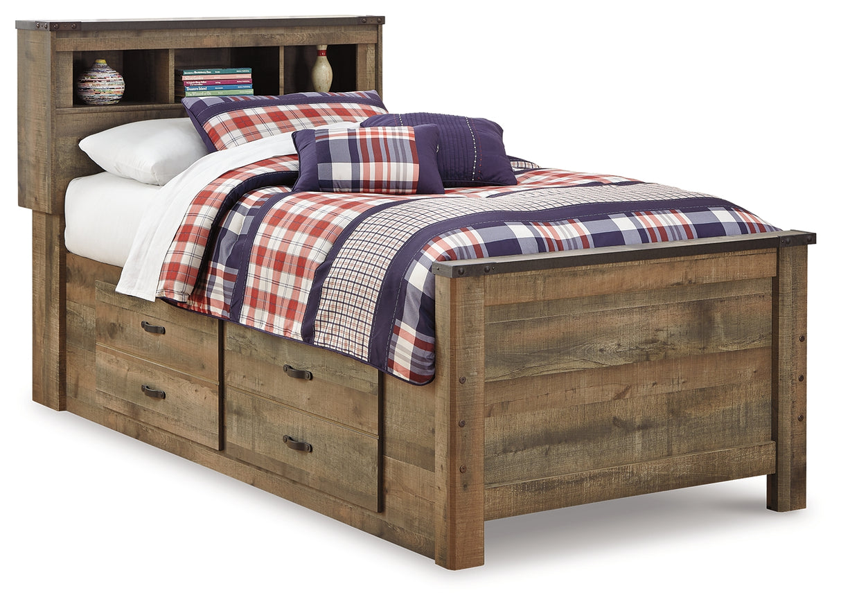 Trinell Brown Twin Bookcase Storage Bed, Dresser, Mirror and Nightstand from Ashley - Luna Furniture