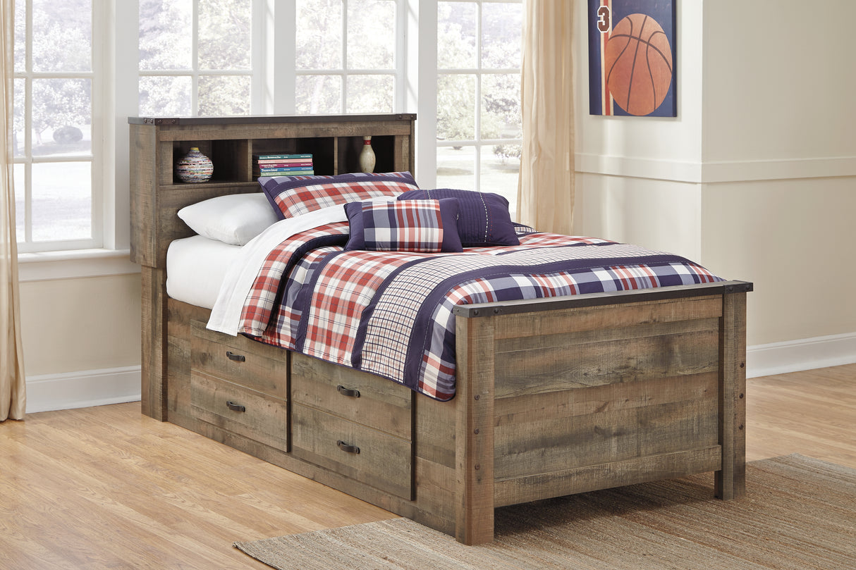 Trinell Brown Twin Bookcase Storage Bed, Dresser, Mirror and Nightstand from Ashley - Luna Furniture