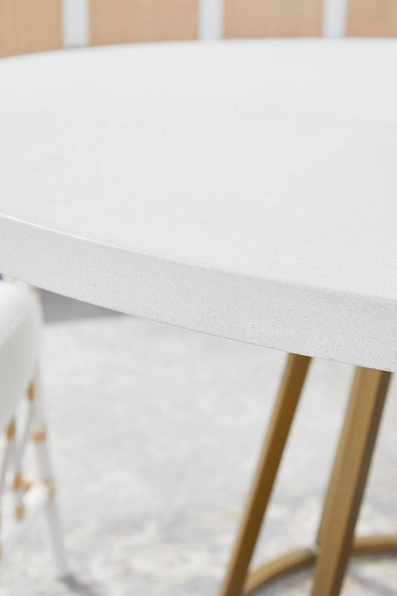 Turino 54" Round Dining Table Concrete Top in White Concrete from Essentials For Living - Luna Furniture