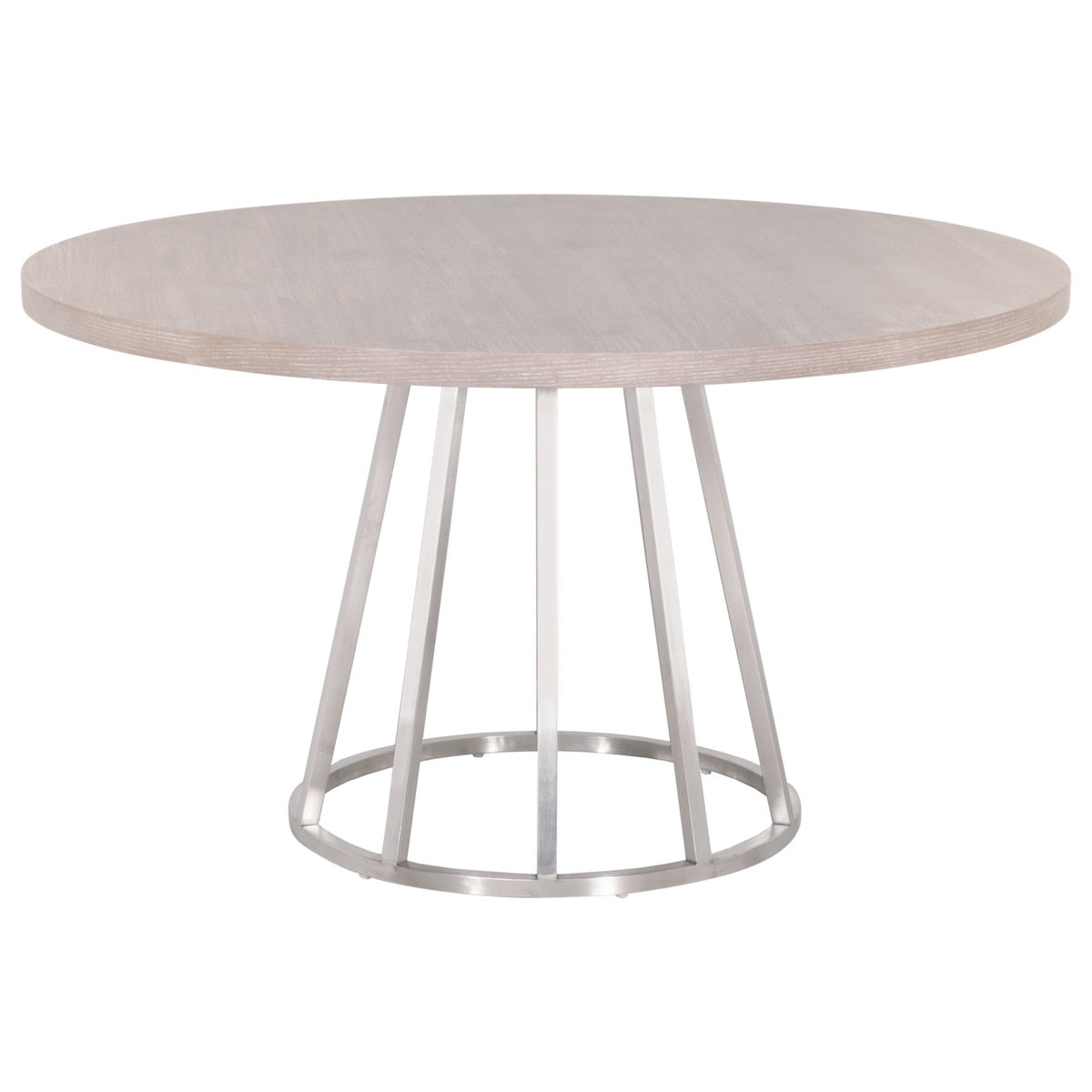 Turino 54" Round Dining Table in Natural Gray Acacia, Brushed Stainless Steel from Essentials For Living - Luna Furniture