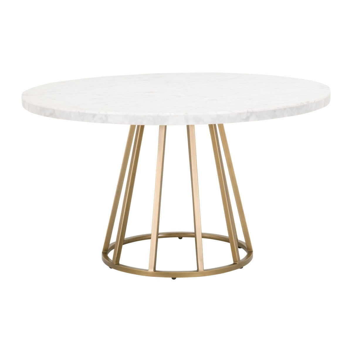 Turino 54" Round Dining Table in White Carrera Marble, Brushed Gold from Essentials For Living - Luna Furniture