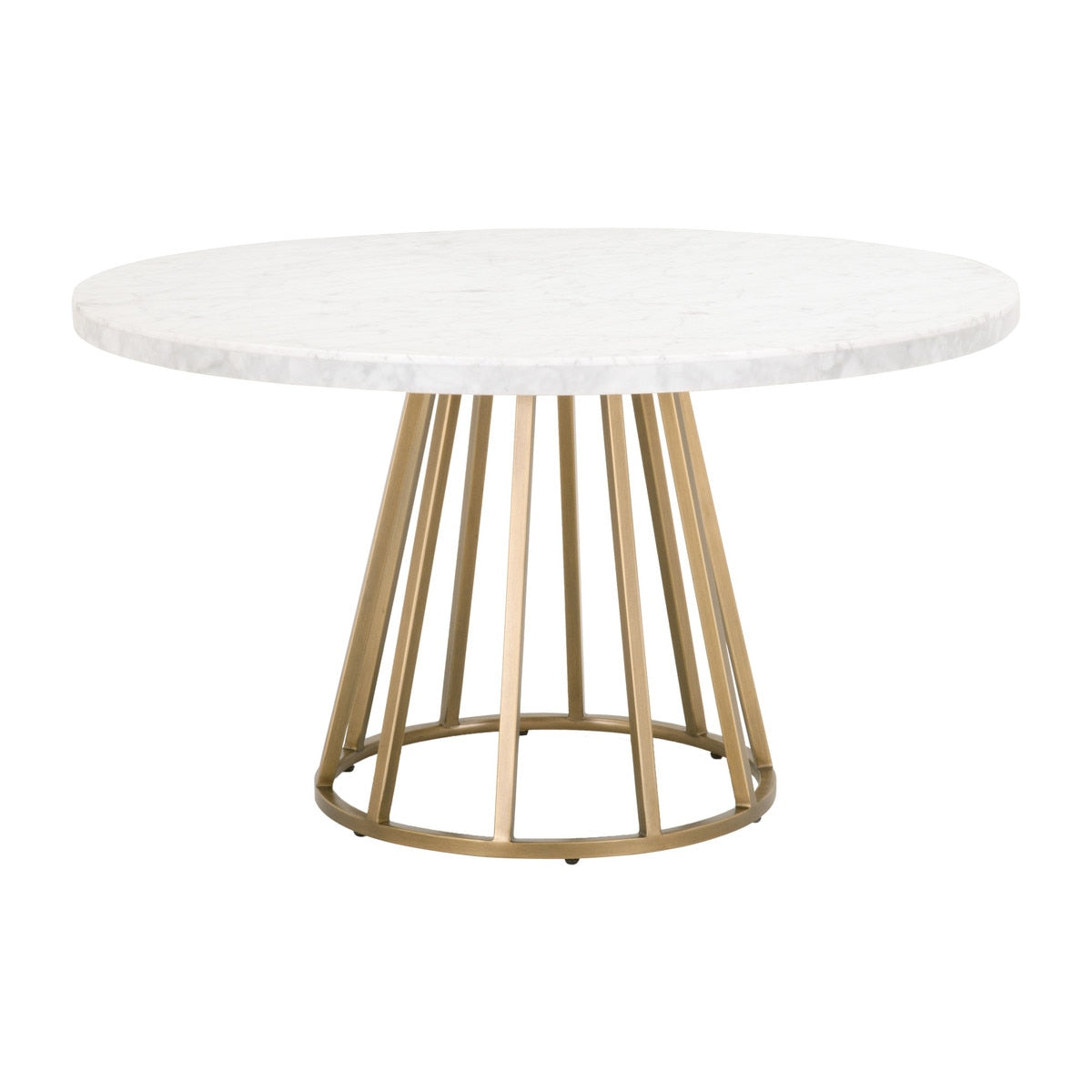 Turino 54" Round Dining Table in White Carrera Marble, Brushed Gold from Essentials For Living - Luna Furniture