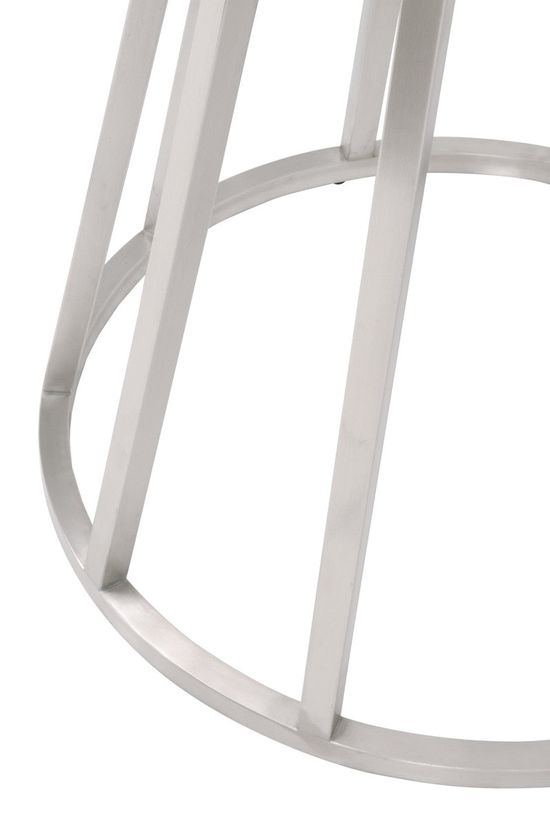 Turino 54" Round Dining Table in White Concrete, Brushed Stainless Steel from Essentials For Living - Luna Furniture