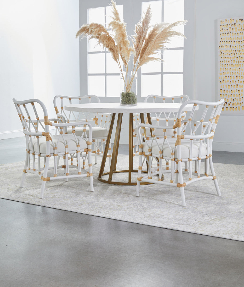 Turino Round Dining Table Base in Brushed Gold from Essentials For Living - Luna Furniture