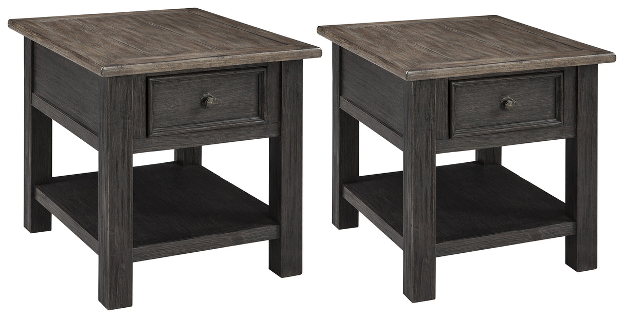 Tyler Creek 2 End Tables in Grayish Brown/Black from Ashley - Luna Furniture