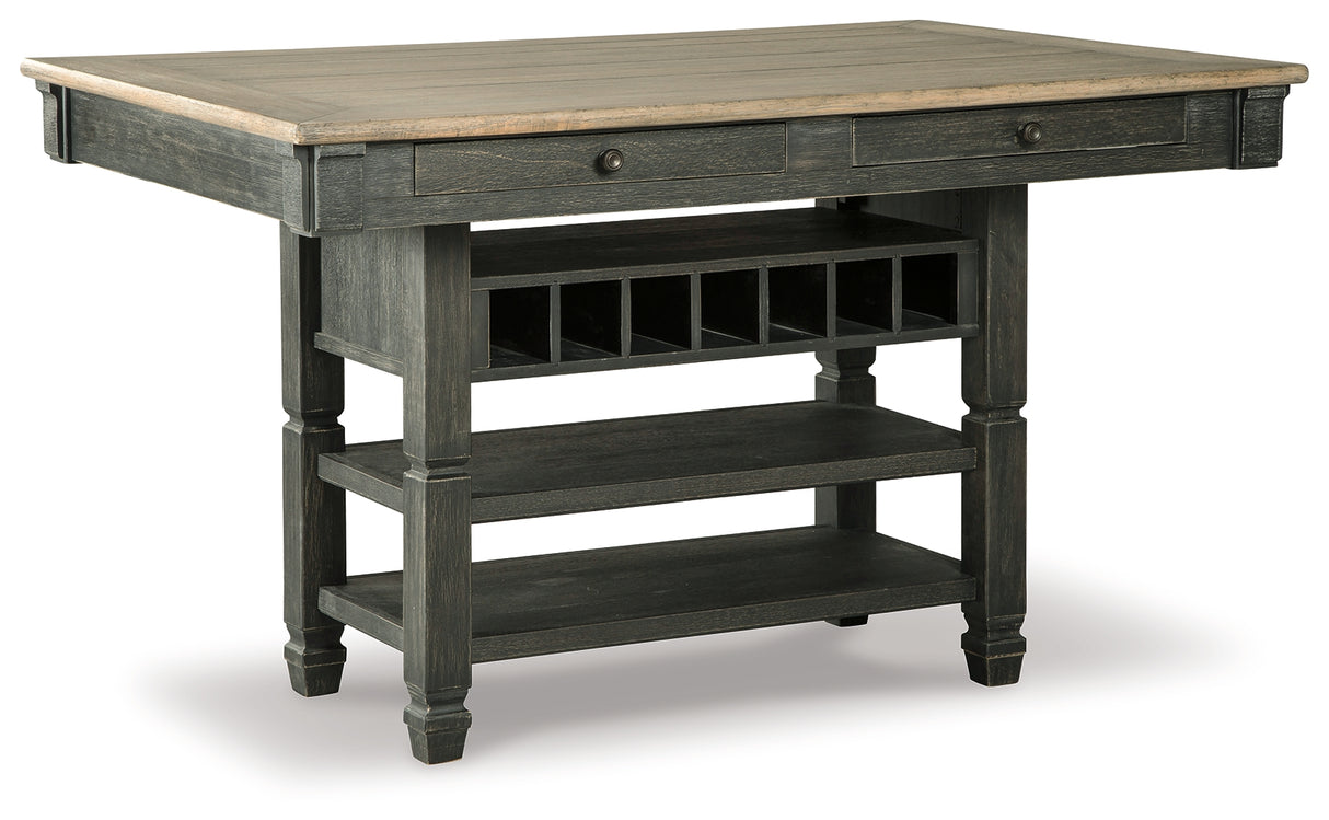 Tyler Creek Counter Height Dining Table and 4 Barstools and Bench in Black/Gray from Ashley - Luna Furniture