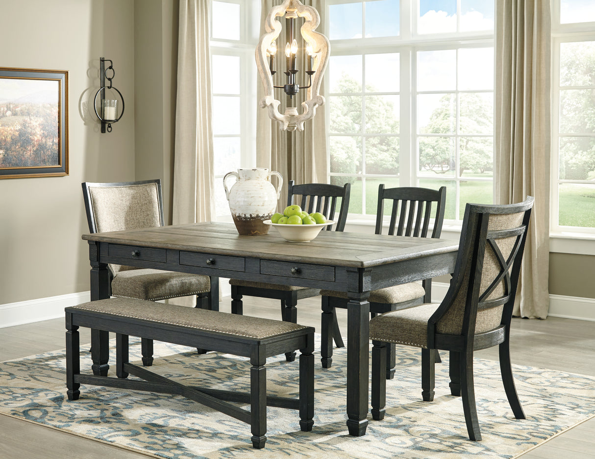 Tyler Creek Black/Gray Dining Table and 4 Chairs and Bench from Ashley - Luna Furniture