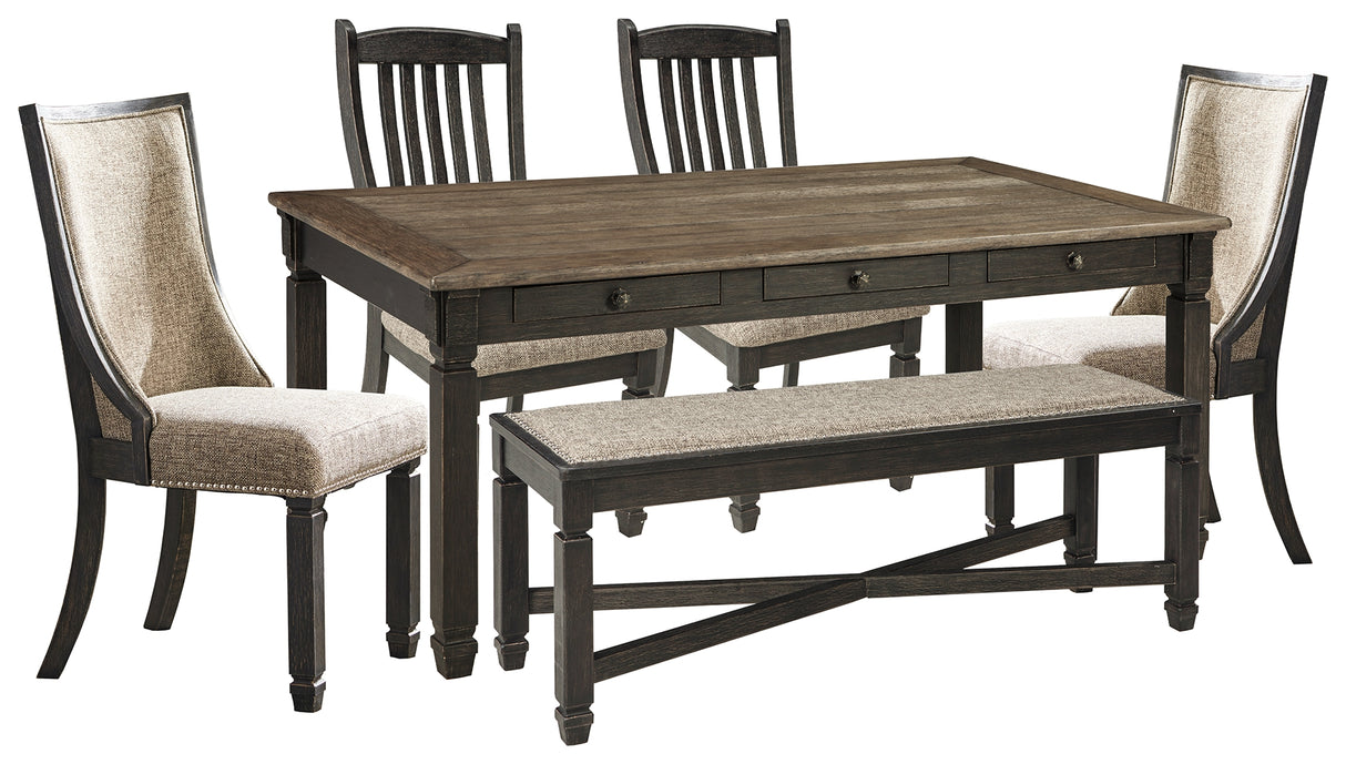 Tyler Creek Black/Gray Dining Table and 4 Chairs and Bench from Ashley - Luna Furniture
