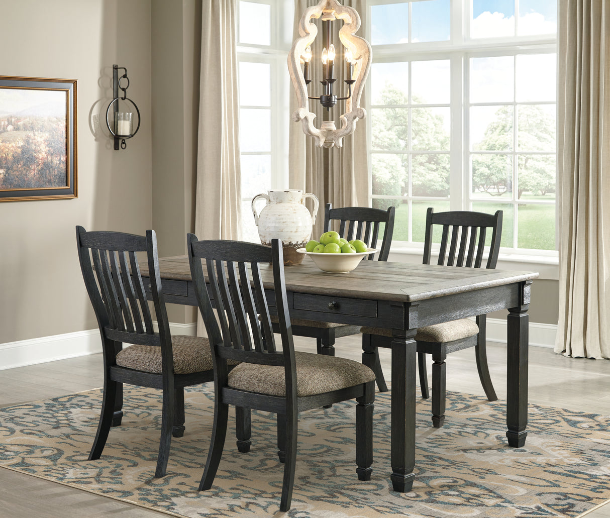 Tyler Creek Dining Table and 6 Chairs in Black/Gray from Ashley - Luna Furniture