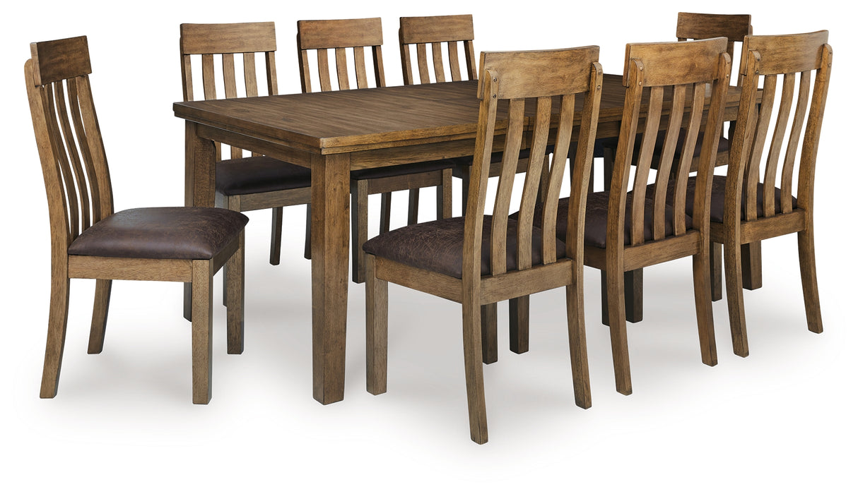 Urbinforte Dining Table and 8 Chairs in Light Brown from Ashley - Luna Furniture