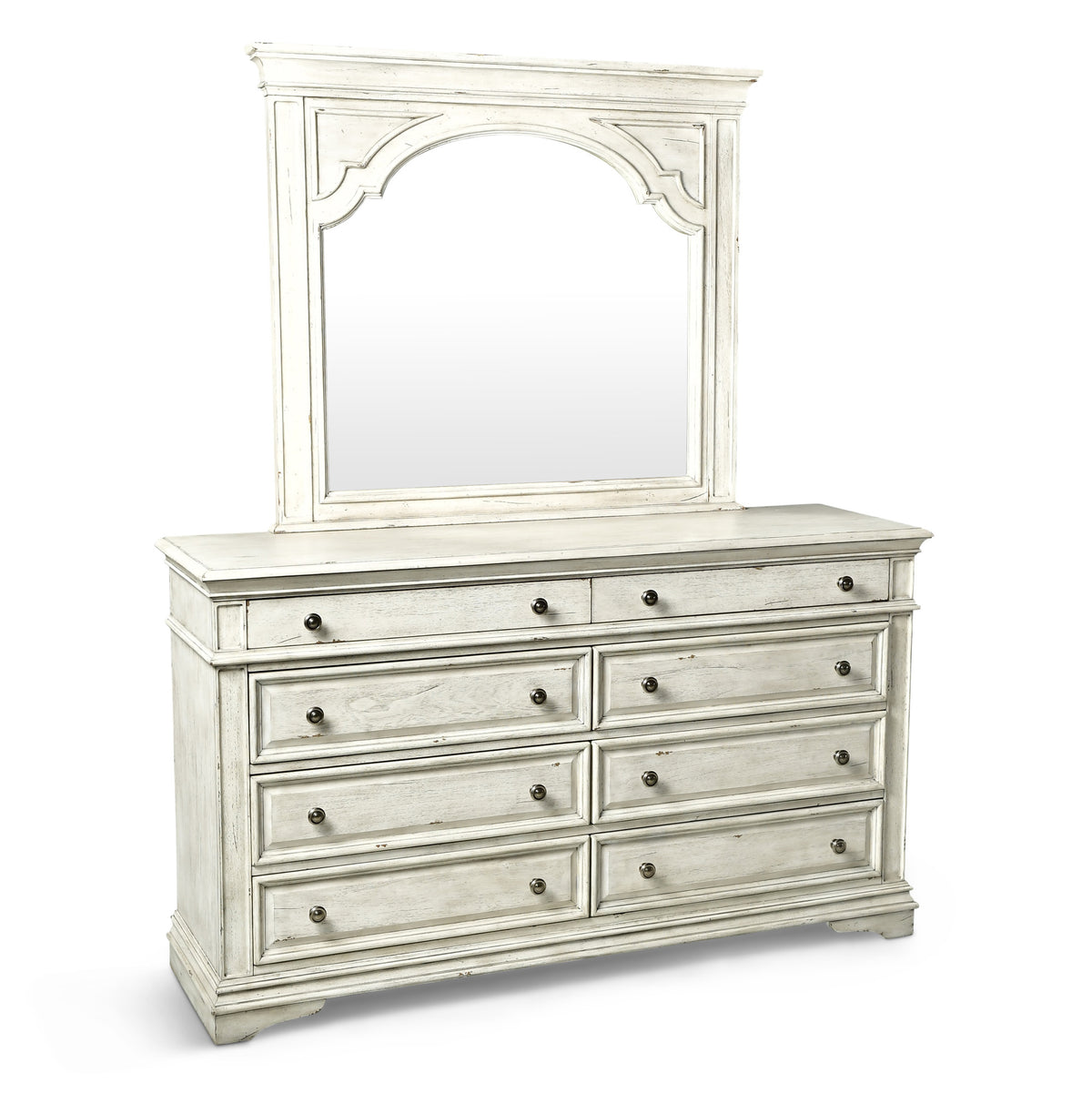 Highland Park Cathedral White 4-Piece King Bedroom Set (King Bed/DR/MR/NS) from Steve Silver - Luna Furniture