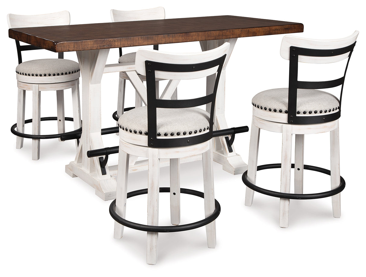 Valebeck Counter Height Dining Table and 4 Barstools in White from Ashley - Luna Furniture