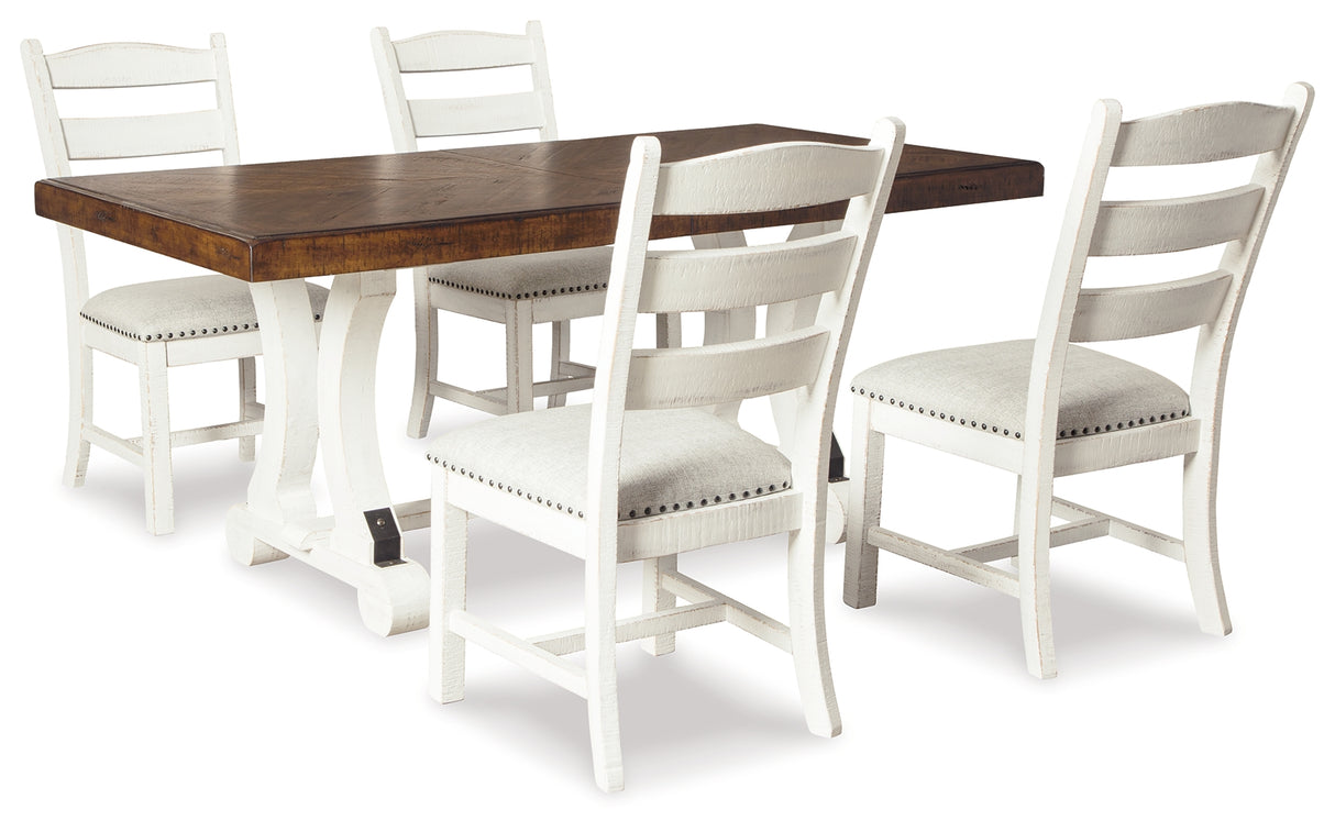 Valebeck Dining Table and 4 Chairs in White/Brown from Ashley Furniture - Luna Furniture