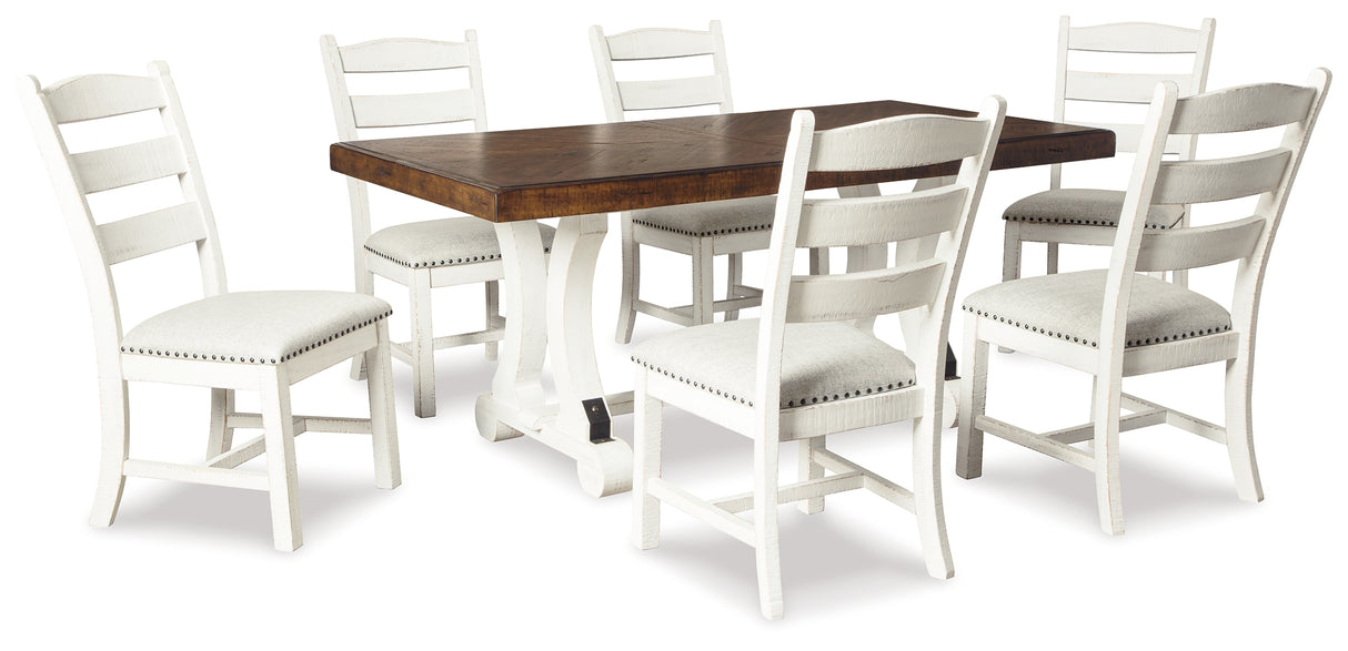Valebeck Dining Table and 6 Chairs in White/Brown from Ashley Furniture - Luna Furniture