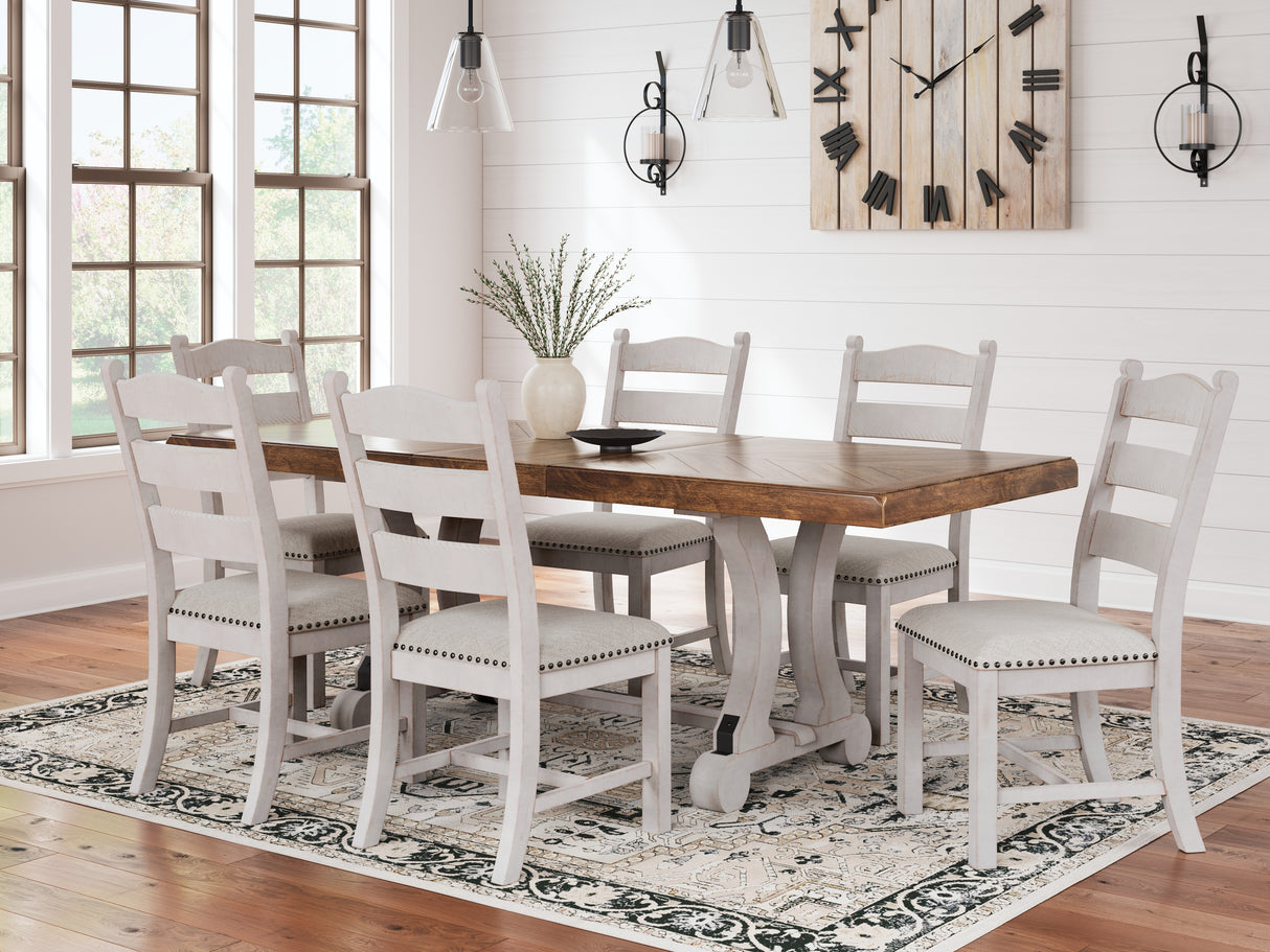 Valebeck Dining Table and 8 Chairs in White/Brown from Ashley Furniture - Luna Furniture