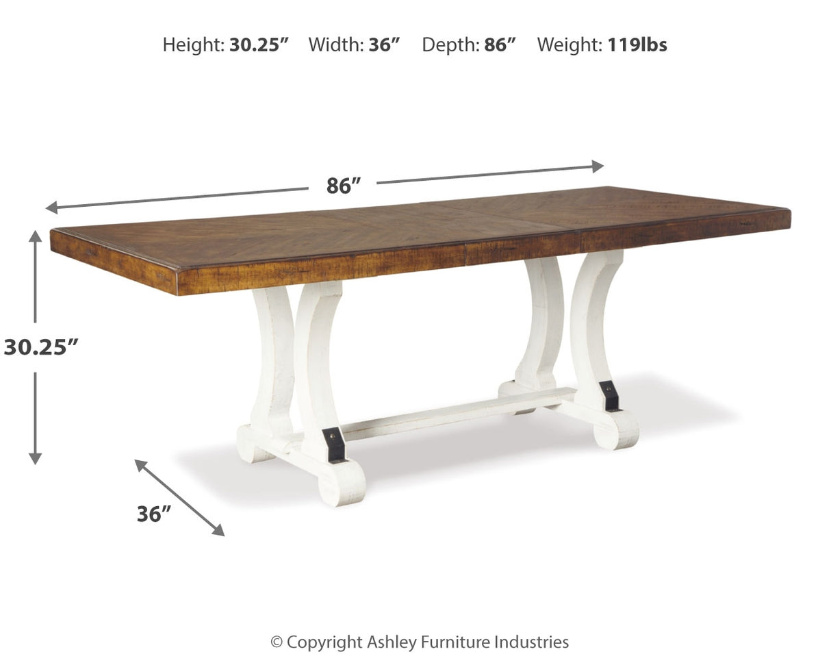 Valebeck Dining Table and 8 Chairs with Storage in White/Brown from Ashley Furniture - Luna Furniture