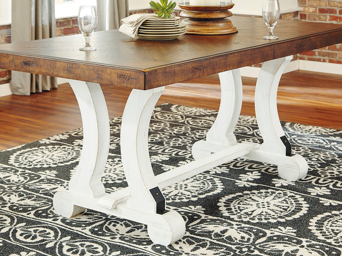Valebeck Dining Table and 8 Chairs with Storage in White/Brown from Ashley Furniture - Luna Furniture