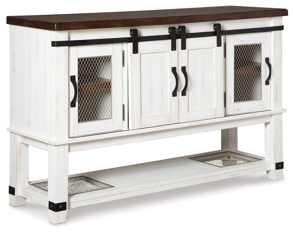 Valebeck Dining Table and 8 Chairs with Storage in White/Brown from Ashley Furniture - Luna Furniture