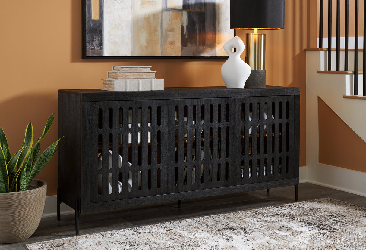 Vallisburg Black/Natural Accent Cabinet from Ashley - Luna Furniture