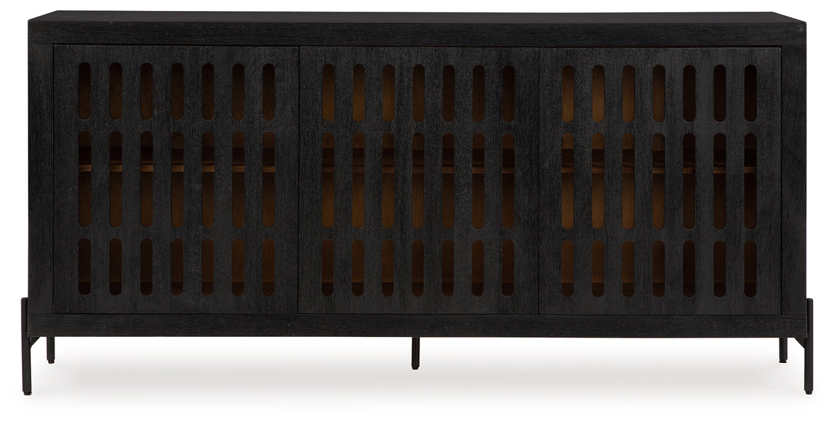 Vallisburg Black/Natural Accent Cabinet from Ashley - Luna Furniture
