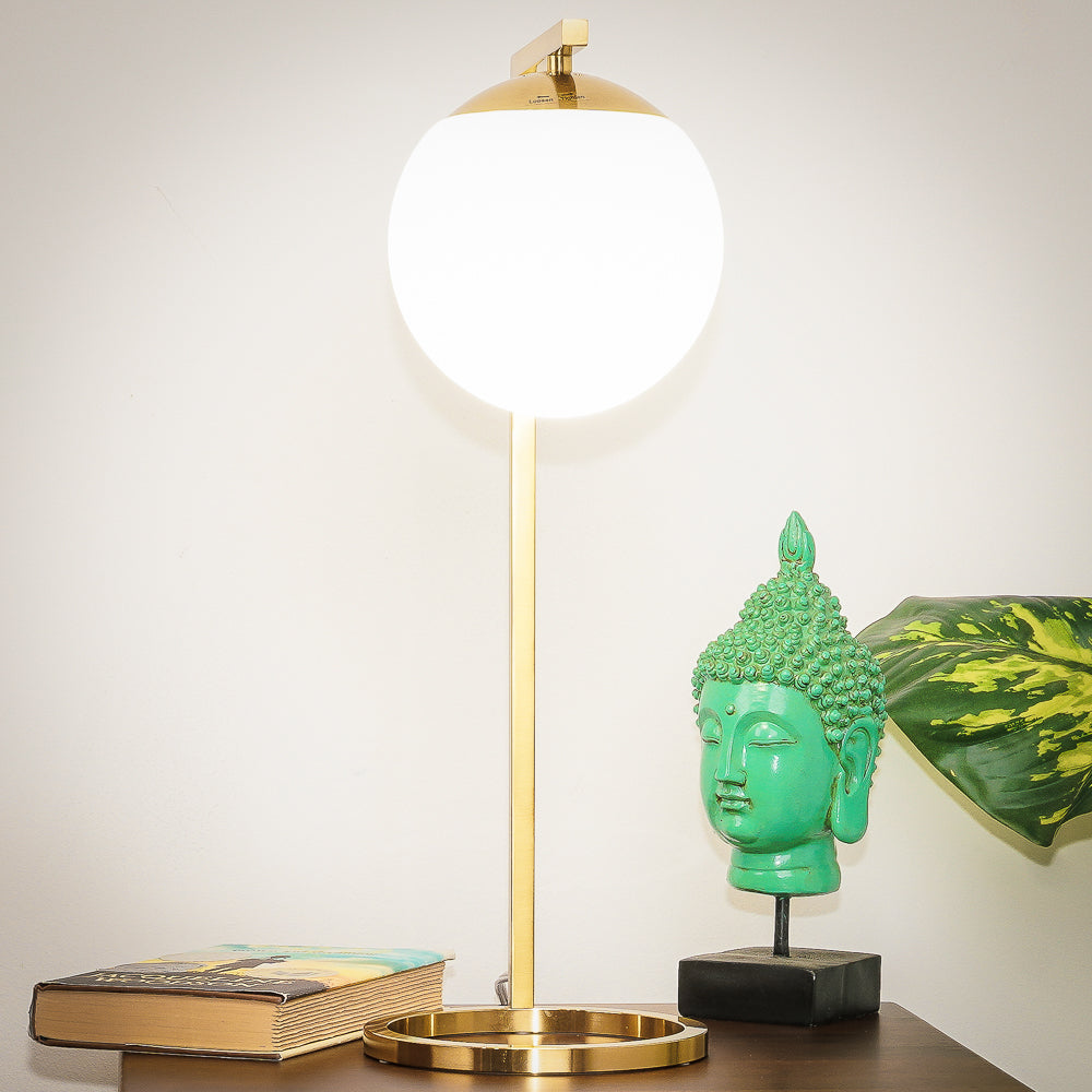 Velvet Globe Table Lamp White Opal Glass with Dimmer Switch Inline from Midinmod - Luna Furniture