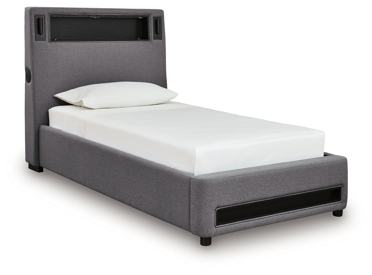 Verishaw Gray Twin Upholstered Bed from Ashley - Luna Furniture