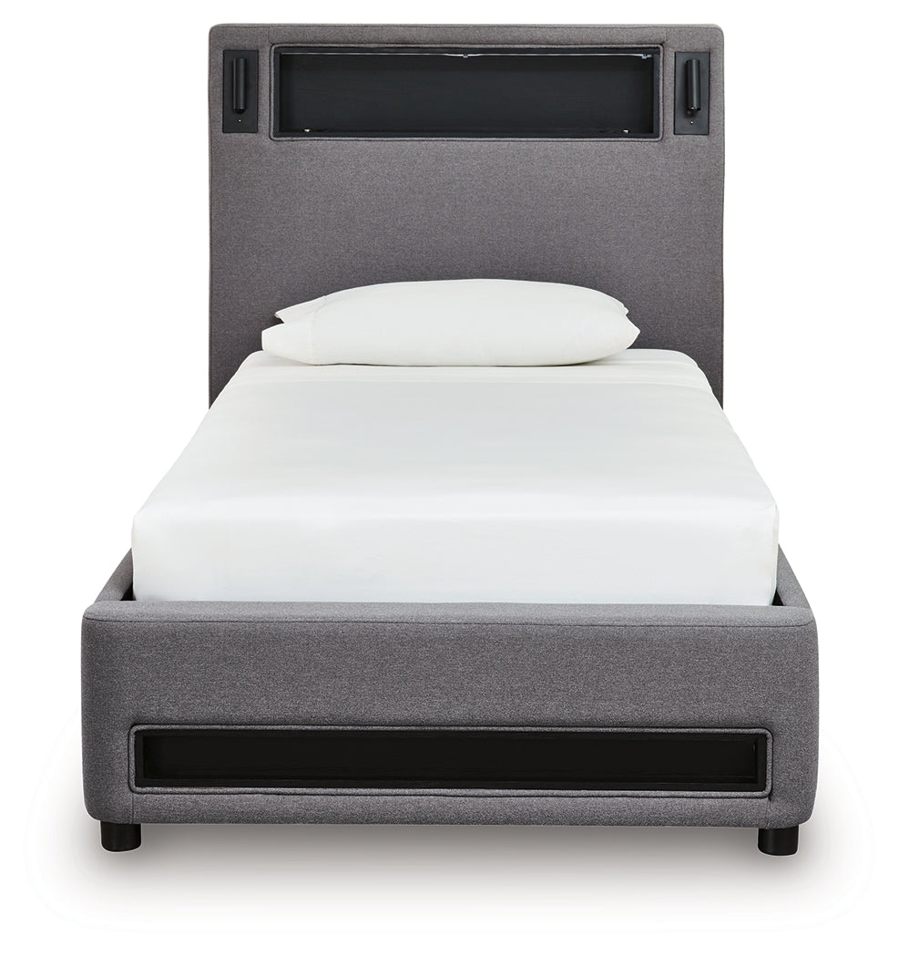 Verishaw Gray Twin Upholstered Bed from Ashley - Luna Furniture