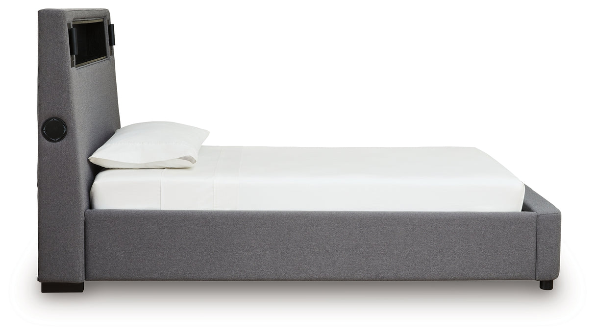 Verishaw Gray Twin Upholstered Bed from Ashley - Luna Furniture