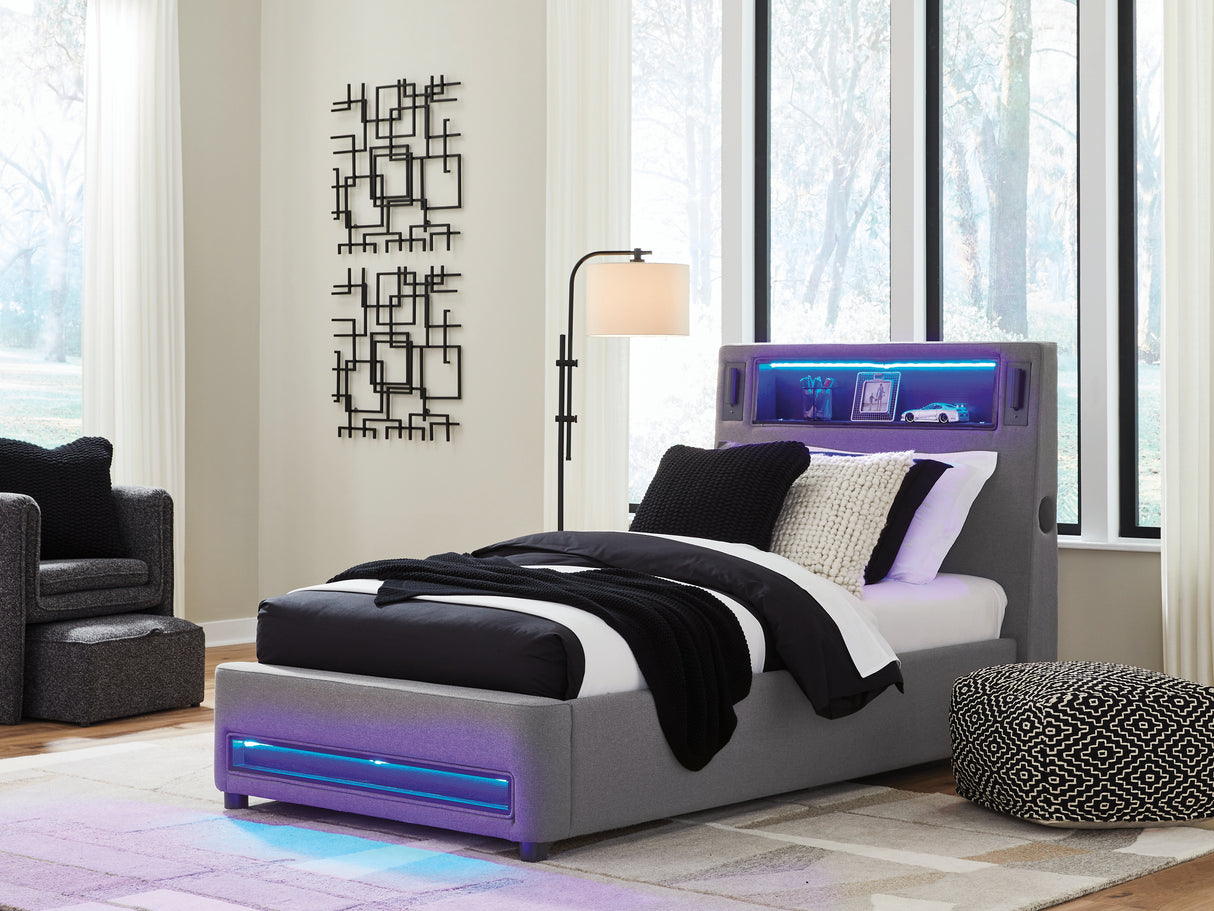 Verishaw Gray Twin Upholstered Bed from Ashley - Luna Furniture