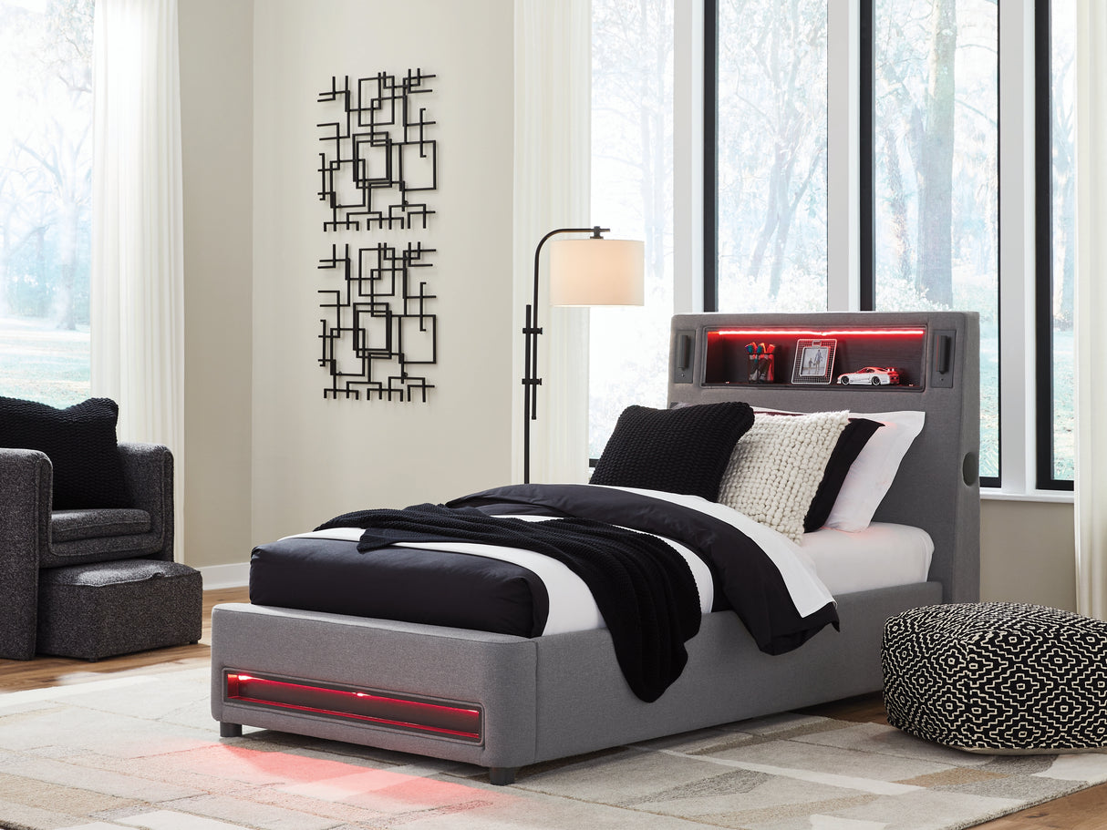 Verishaw Gray Twin Upholstered Bed from Ashley - Luna Furniture