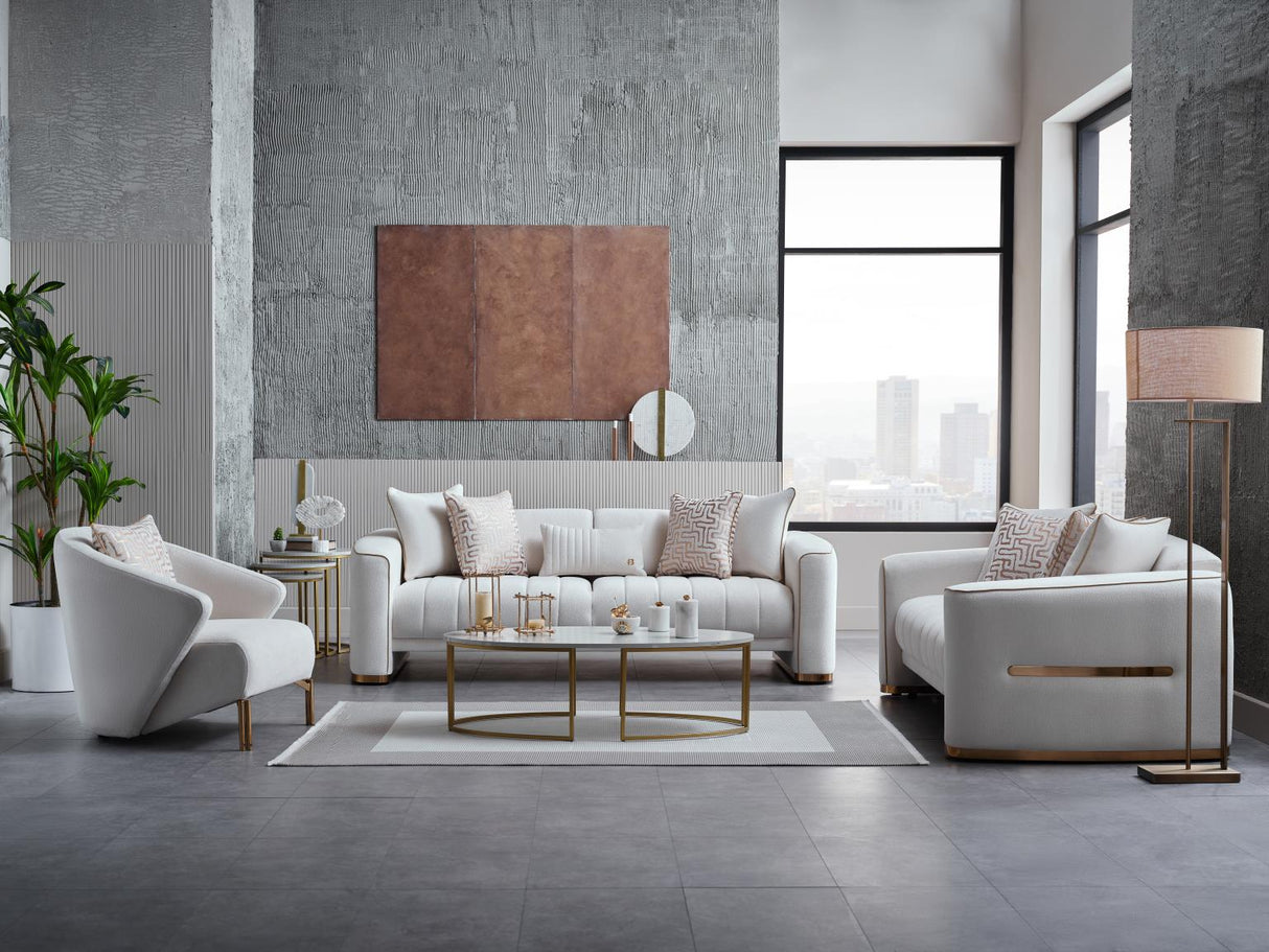 Veronica Merit Cream Living Room Set from Bellona - Luna Furniture