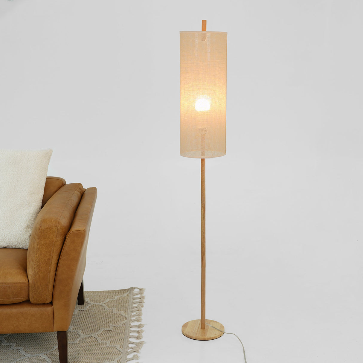Vialux Floor Lamp - Oak and Natural from Ashcroft Furniture - Luna Furniture