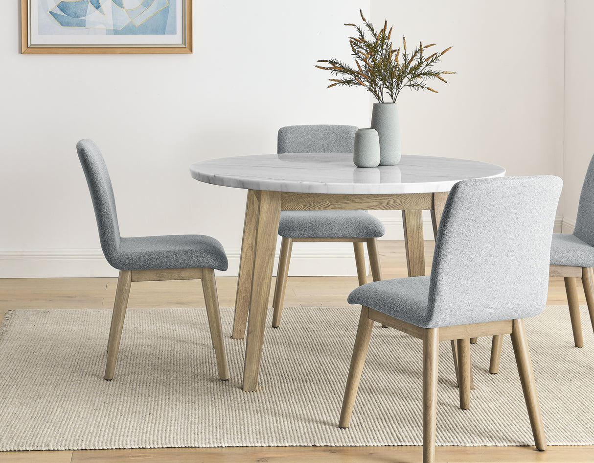 Vida Burnished Blonde/Gray Round Marble Top Dining Room Set from Steve Silver - Luna Furniture