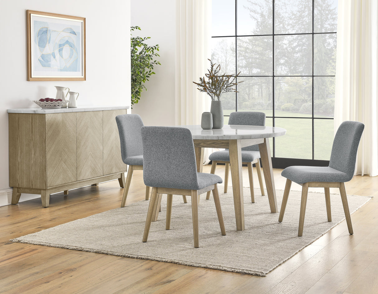 Vida Burnished Blonde/Gray Round Marble Top Dining Room Set from Steve Silver - Luna Furniture