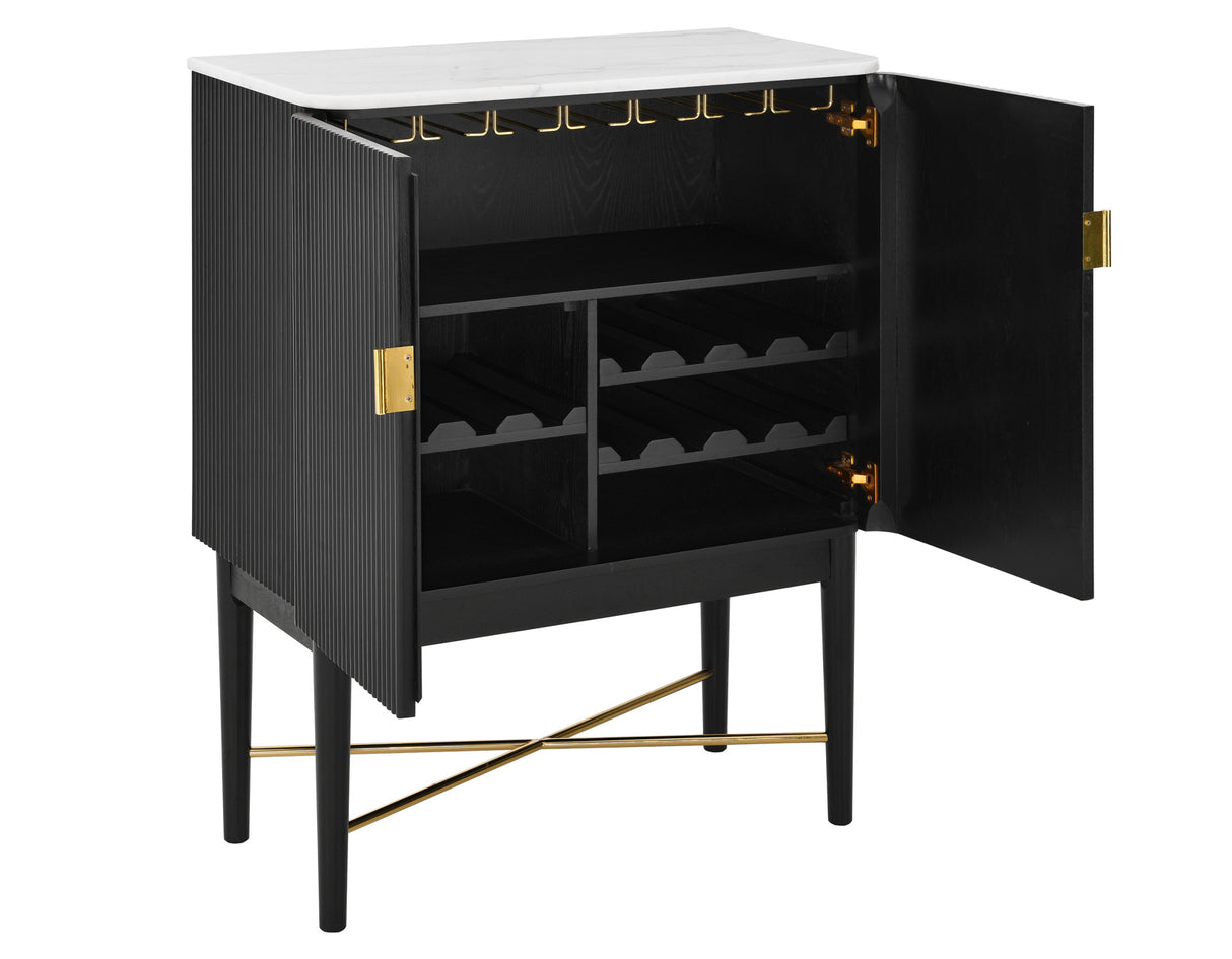 Vida Marble Top WIne Cabinet, Black Finish from Steve Silver - Luna Furniture