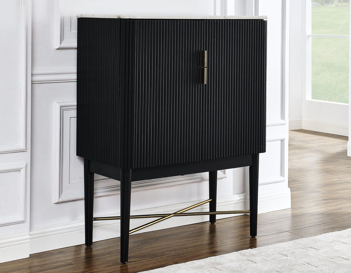 Vida Marble Top WIne Cabinet, Black Finish from Steve Silver - Luna Furniture