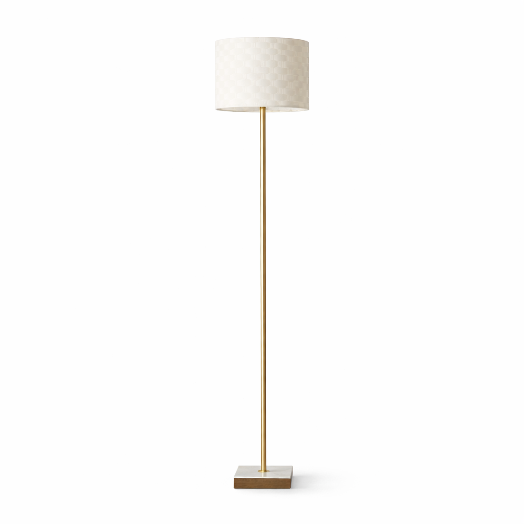 Viora Marble Base Floor Lamp - Dark Brown and White from Ashcroft Furniture - Luna Furniture
