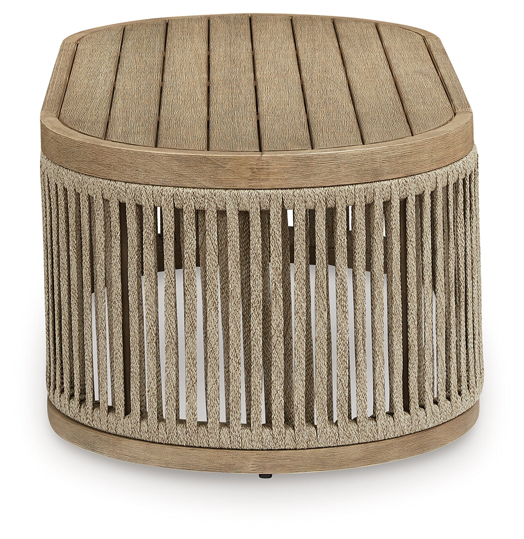Vision Lane Beige Outdoor Coffee Table from Ashley - Luna Furniture