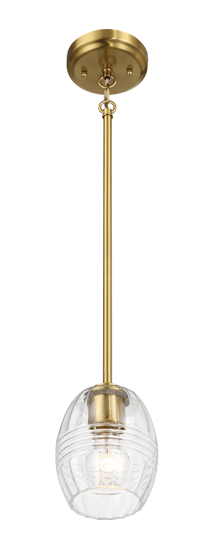 Vista Single Pendant Chain Hanging Light with Clear Glass - Satin Brass from Midinmod - Luna Furniture