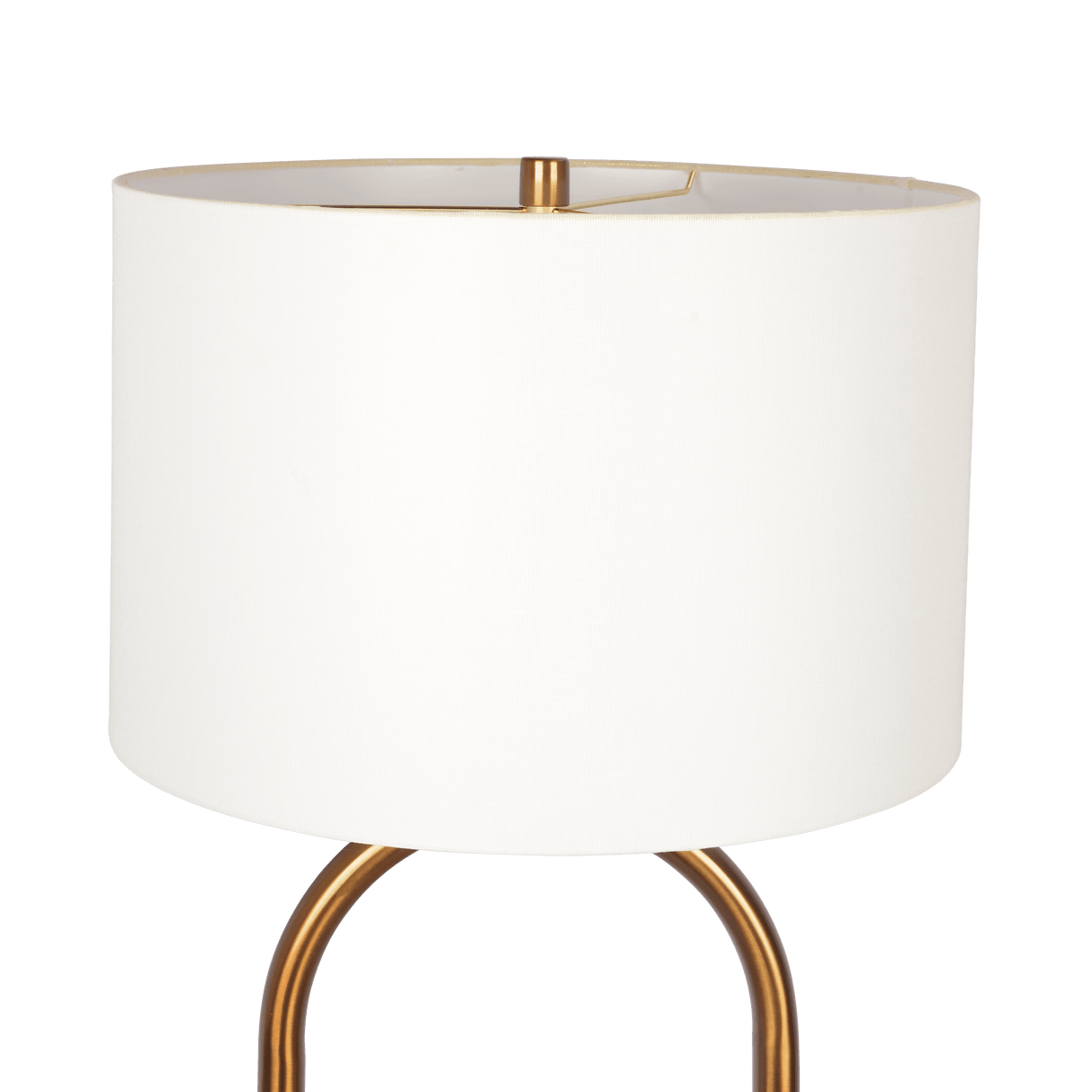 Vivid Brass Ring Base Floor Lamp with Large White Drum Shade from Ashcroft Furniture - Luna Furniture