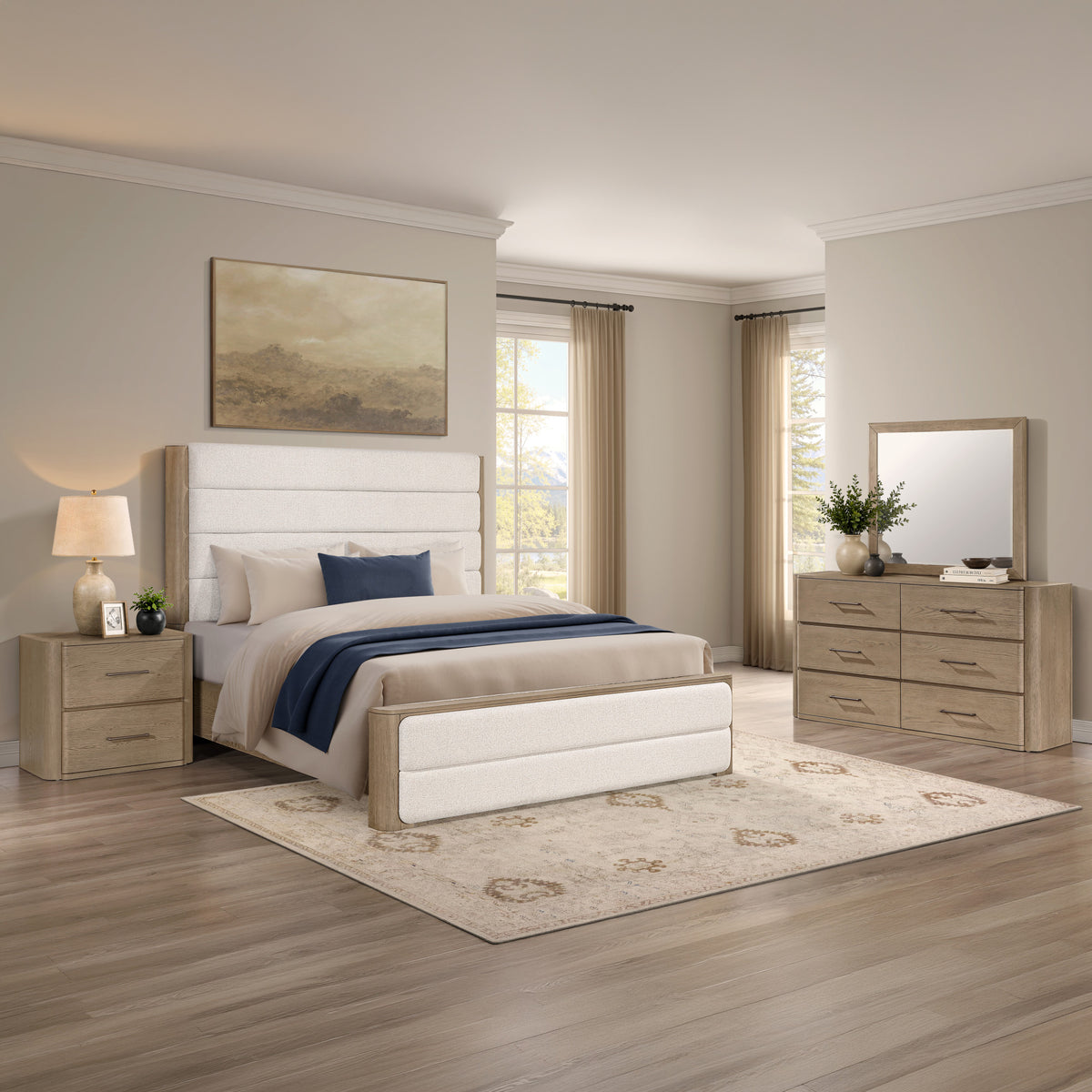 Theo Brown 4-Piece King Upholstered Bedroom Set from Steve Silver - Luna Furniture