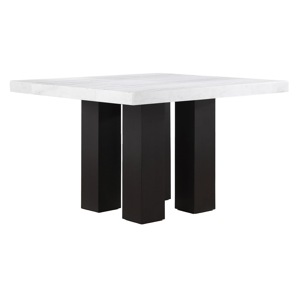 Artemis White Square Marble Top 9-Piece Counter Height Dining Set with White Vegan Leather Chairs
