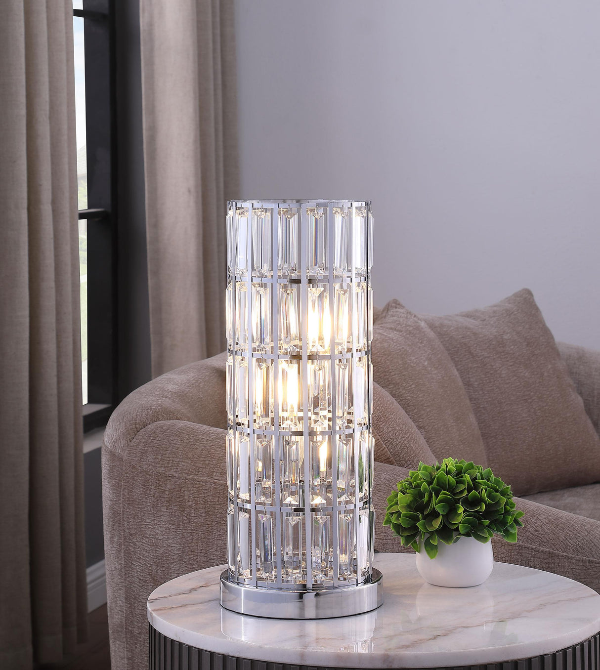 Wanda Silver 20-inch Crystal Shade Bedside Table Lamp from Coaster - Luna Furniture